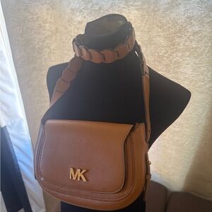 Michael Kors Jolene Tan Crossbody Bag with Gold Logo